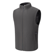 Gray M6060 heated fleece vest, front view
